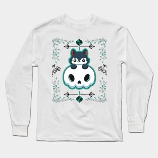 cute wolf with flowers girls Long Sleeve T-Shirt